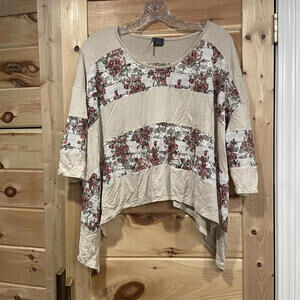 Sparkle & Fade Women's Boho 3/4 Sleeve Top, Size Large